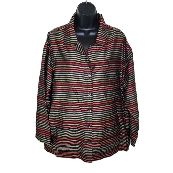 Chico's 100% Silk button-up blouse jacket size 3 (XL) - Picture 1 of 7